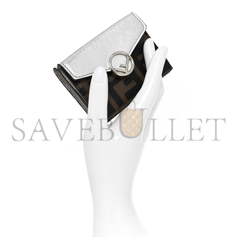 F**di micro tri-fold mini wallet with silver metallic ff logo f (9*6*3cm)